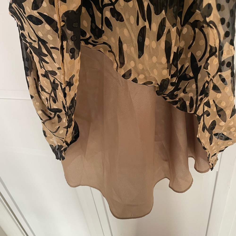 House of Harlow 1960 Black and Tan Patterned Mini Dress with Fringe SzS - Picture 6 of 13